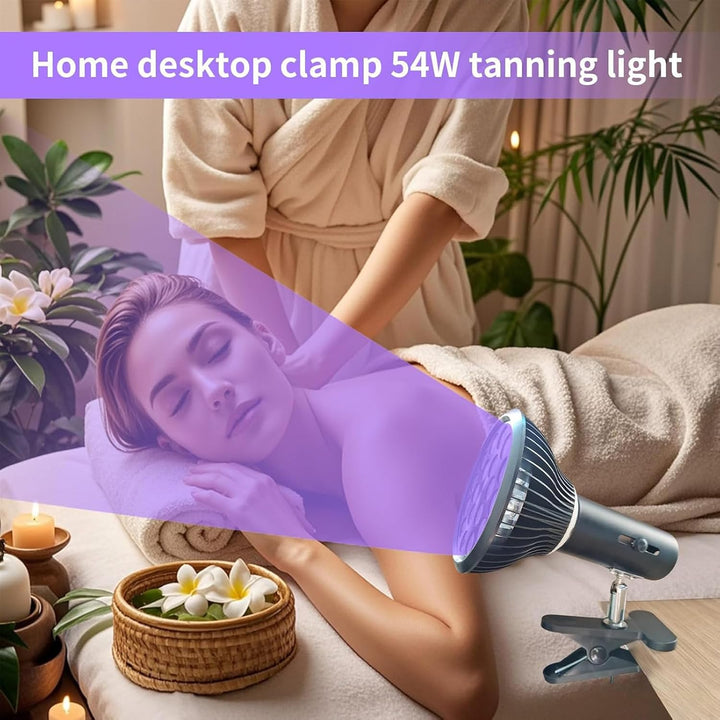 54W Face Tanning Lamp,Tanning Lamp Solarium for Home, All Skin Tones,180 ° Rotation Sun Lamp for Face and Body with Eye Mask, for Antique Bronze Skin with 18Pcs Leds (Black) (Black)