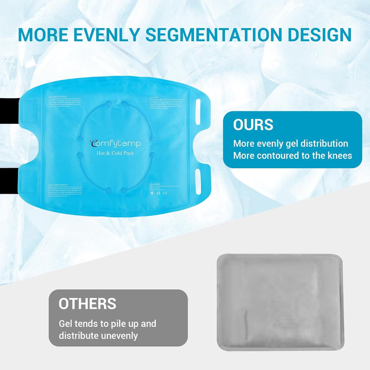 27X35Cm Knee Ice Pack Wrap, Reusable Gel Cold Pack for Knee Pain Relief, Hot & Cold Compress Therapy for Leg Injuries, Knee Replacement Surgery, Arthritis, Bruises & Sprains