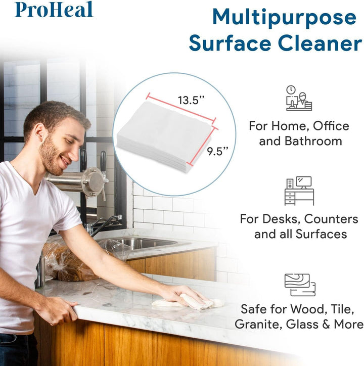 Disposable Dry Wipes, 50 Pack – Ultra Soft Non-Moistened Cleansing Cloths for Adults, Incontinence, Baby Care, Makeup Removal – 9.5" X 13.5" - Hospital Grade, Durable