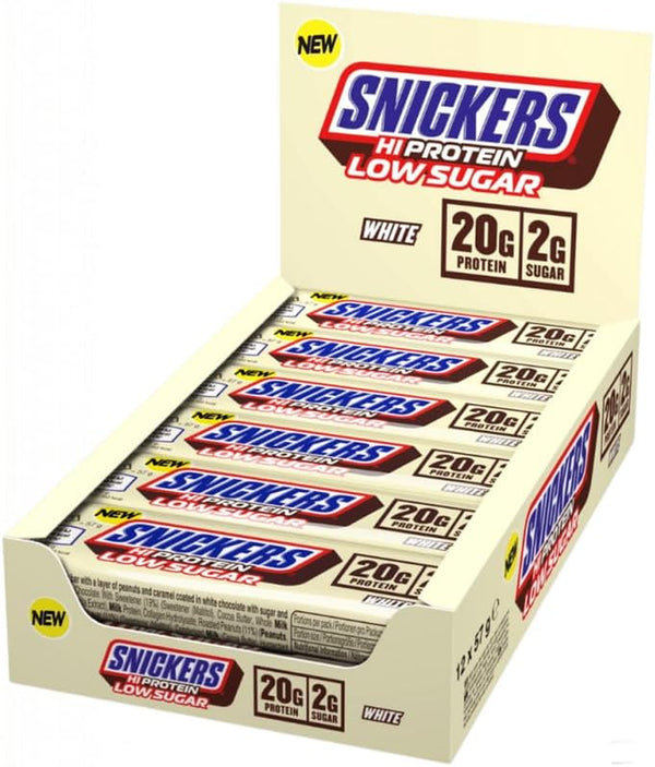 - White Chocolate Low Sugar Protein Bars | 12 X 57G Pack, Only 2G of Sugar per Bar, Hi Protein Energy Snack, 20G Protein