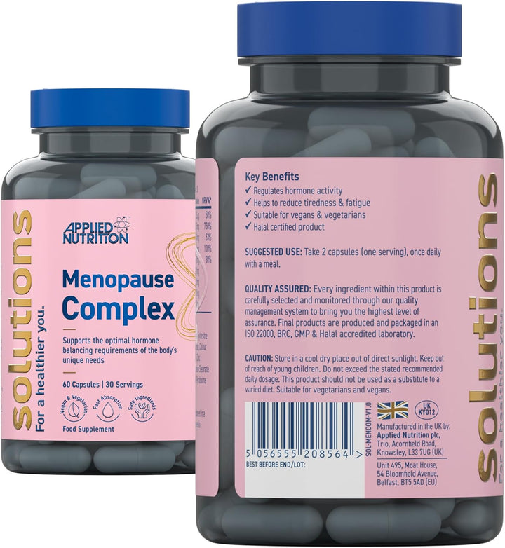 - Solutions - Menopause Complex - Vegan Capsules with Natural Hormonal Support - Best Fatigue Relief - Best Immune Support - Enhances Hormonal Balance - (60 Capsules – 30 Servings)