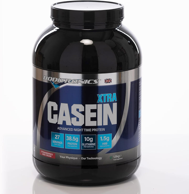 1.5Kg Casein Xtra, Slow Release Protein Powder with Contains Micellar Casein Supplement Amino Acids, Glutamine Protein Shakes (Strawberries & Cream) Casein protein, Slow-digesting protein, Protein supplement, Protein powder, Muscle recovery protein, Fitne