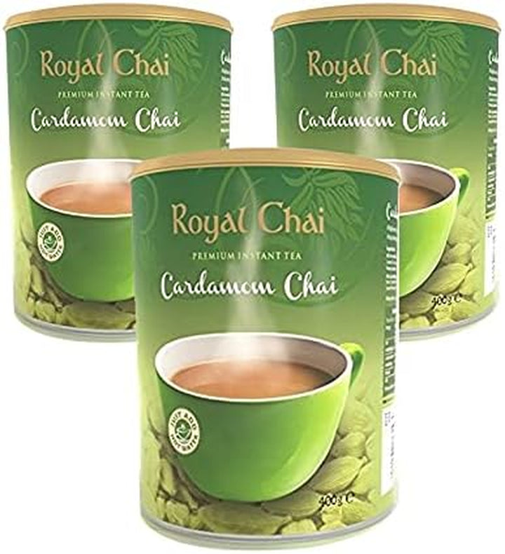 Royal Tea Elaichi Chai Unsweetened Tub 400G (Pack of 3) – Premium Instant Tea – Cardamom Tea – Natural – Instant Cardamom Indian Tea