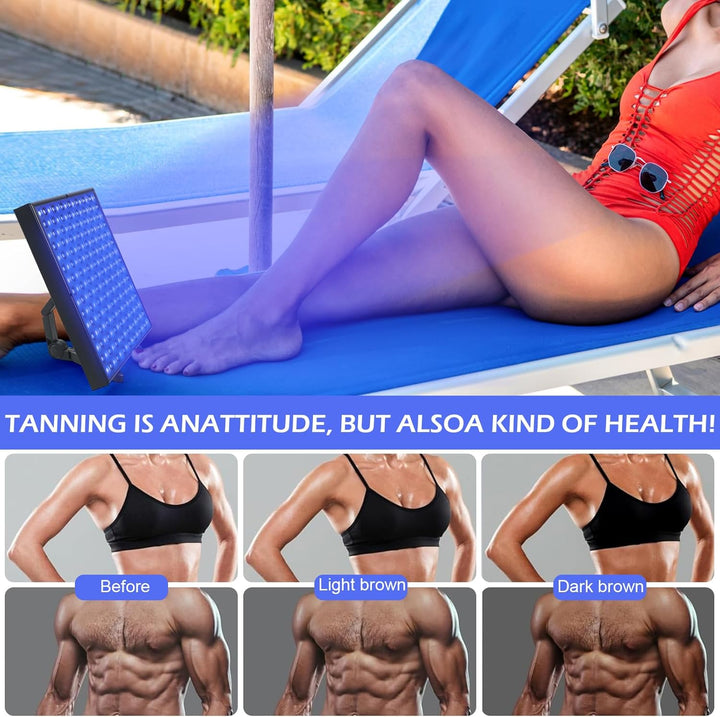 Tanning Lamp for Home, Tanning Lamp with 225Pcs Leds, 460Nm Face Tanning Lamp, 45W Sun Lamp with Hook and Adjustable Bracket, Sunbeds for Home Tanning, Tanning Bed for Face and Body