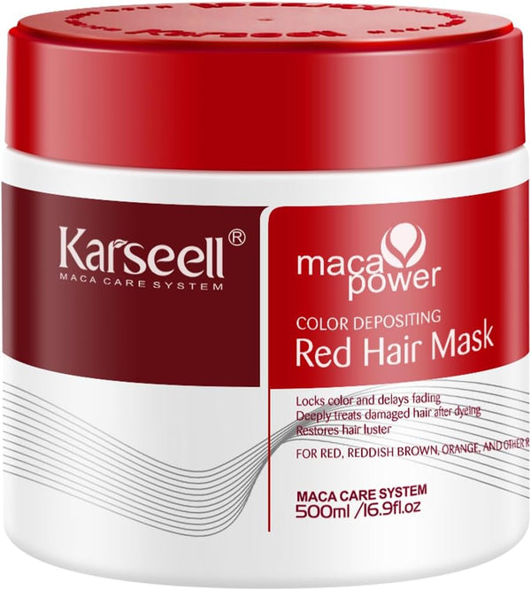 Red Hair Mask Colour Depositing Mask Colour Protect Conditioner, Repair and Enhance Red Tones for Color-Treated Hair 500Ml