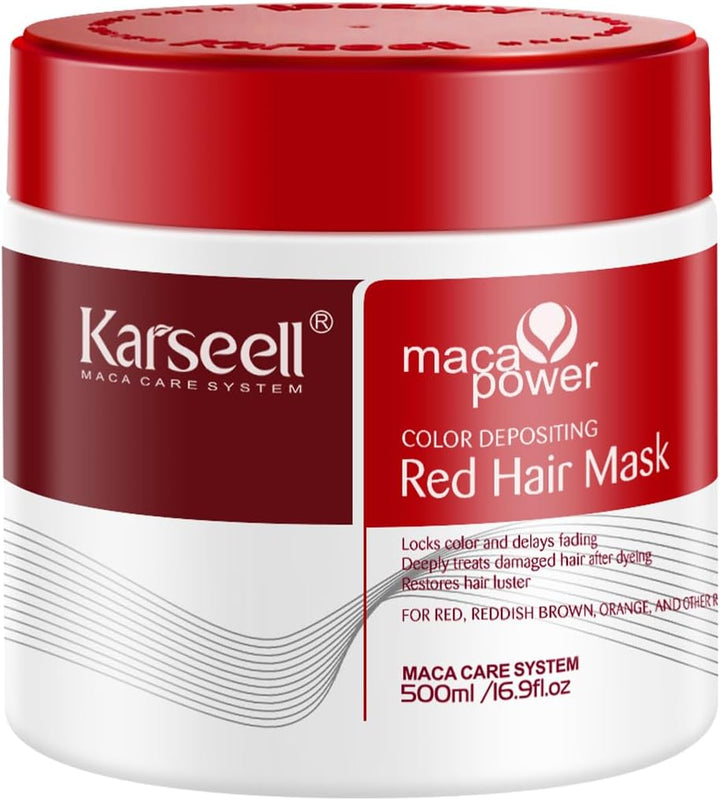 Red Hair Mask Colour Depositing Mask Colour Protect Conditioner, Repair and Enhance Red Tones for Color-Treated Hair 500Ml
