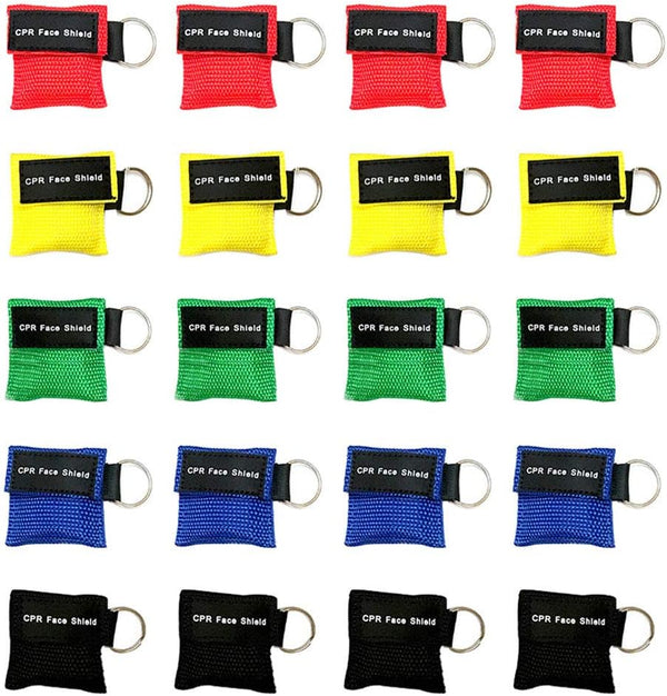 CPR Face Shield Mask, Keychain Mask Disposable Emergency Kit CPR Face Shields Pocket Mask for First Aid Cardiac Resuscitation Training