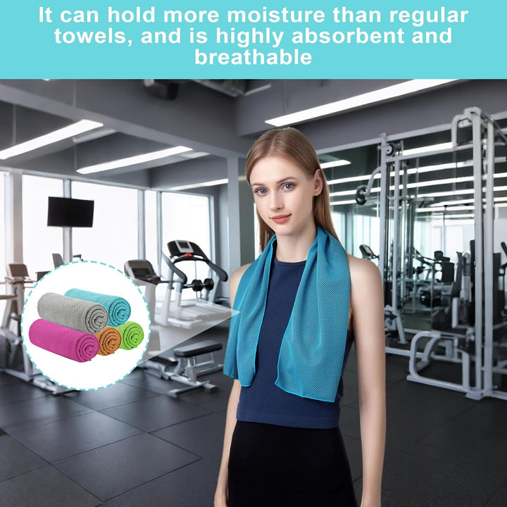 Cooling Towels for Neck and Face, 5PCS Cool Cold Towel, Soft Breathable Sweat Towel for Sports Gym Yoga Workout Running Camping(30X90Cm)