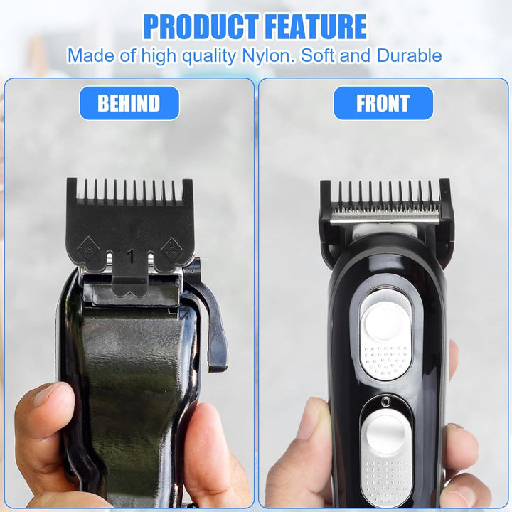 10 Pcs Clipper Guards Set Fits for Most Wahl Clippers and Babyliss FX870, Professional Hair Clipper Combs Guides Replacement, 1/16 to 1 Size Range, Black