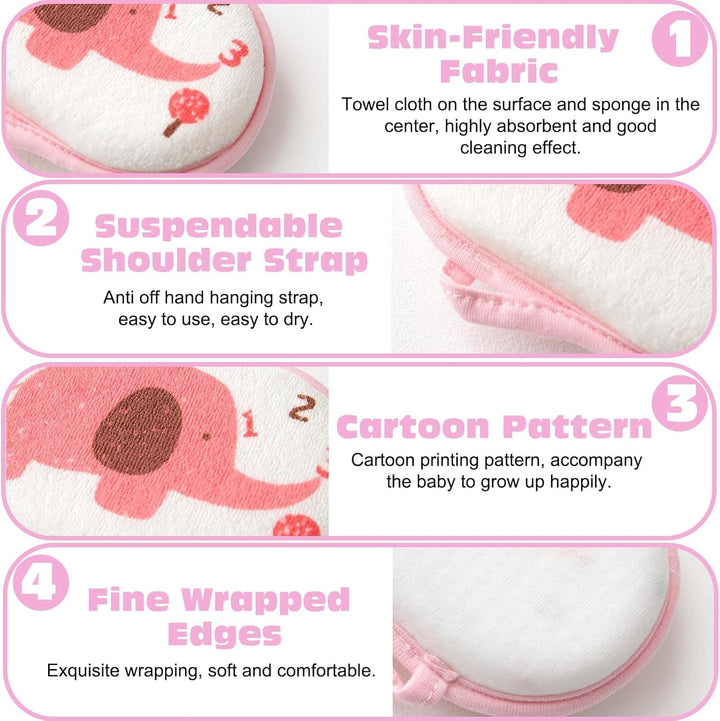 3-Pack Elephant Baby Bath Sponges - Ultra-Soft 3-Layer Wash Sponges for Newborns & Toddlers, Gentle Hypoallergenic Bathing Sponges for Sensitive Skin, Breathable & Quick-Drying (Cute Animal Design)
