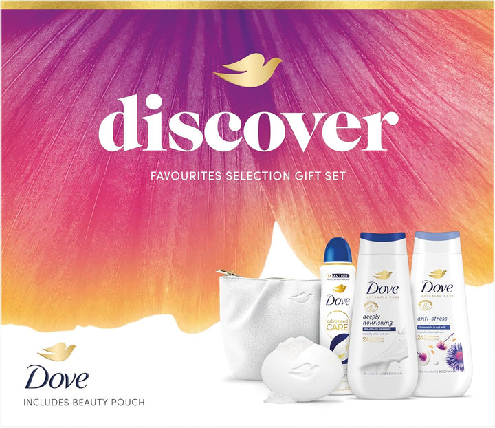 Discover Favourites Selection Gift Set with Two Body Washes, an Anti-Perspirant, a Beauty Bar and a Beauty Pouch Perfect Gifts for Her 4 Piece