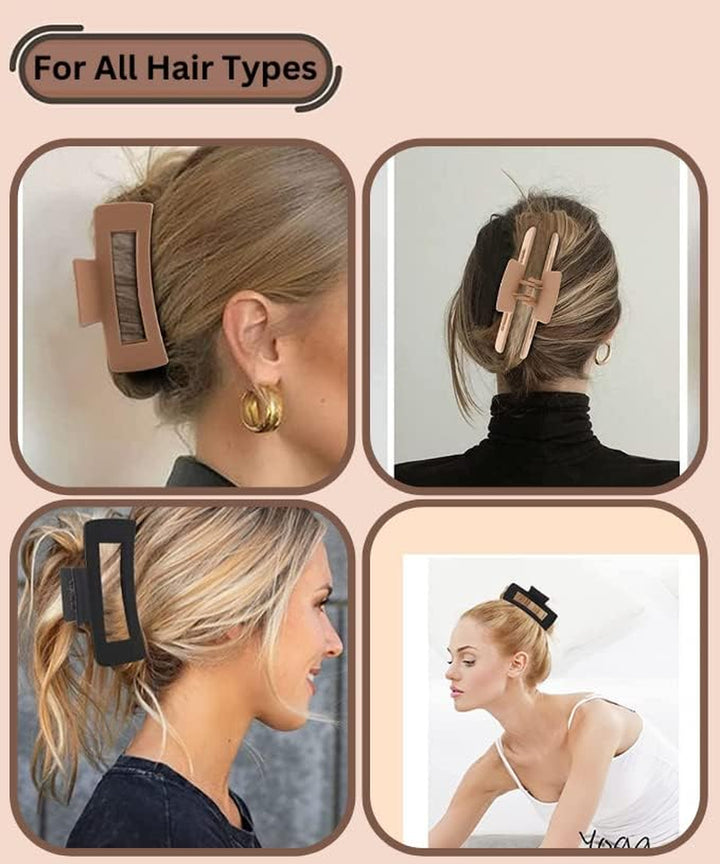 Hair Claw Clips for Women Thick Hair, 4.1 Inch Matt Coated Hair Clips Women for Thick & Thin Hairs, 4PCS
