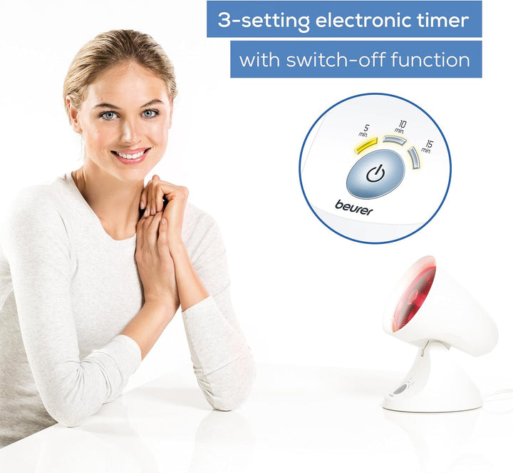 IL35 Infrared Heat Lamp, Soothing Heat for Colds and Muscle Tension, Infrared Therapy for Improved Blood Circulation, with 3-Level Treatment Timer, 100% UV Blocker, Medical Device