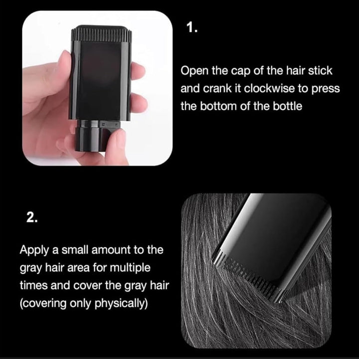 2PCS Carylook Hair Color Stick - 2025 Upgraded Waterproof and Sweatproof Hair Dye Stick, Portable Built-In Comb, 2-In-1 Touch-Up Comb for Gray Hair Coverage (Black)