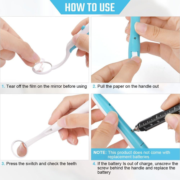 Dental Mirror with Light, 2PCS Dental Teeth Mirror, anti Fo Mouth Tooth Mirror, Dental Inspection Mirror with LED Light for Oral Dental Care, Dental Oral Care Tool Kit