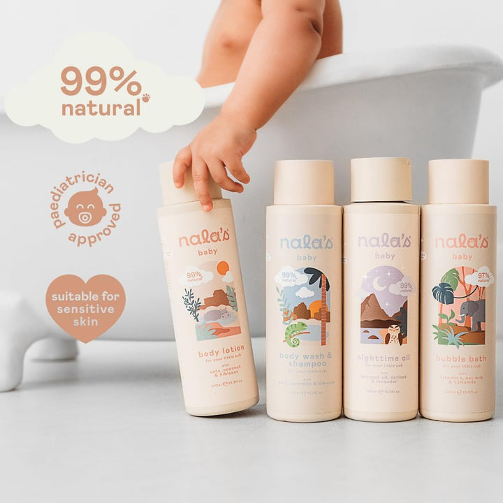 Nighttime Oil | Award-Winning |99% Natural | Dermatologically-Tested and Paediatrician-Approved | Coconut Oil, Apricot and Lavender | Vegan | 400Ml | Nalas Baby