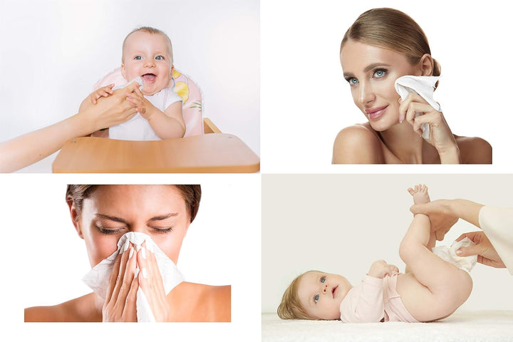 Pure Cotton Dry Wipes, 100 Wipes, Biodegradable, Chemical-Free and Plastic-Free Wipes, Perfect for Newborn Sensitive Skin