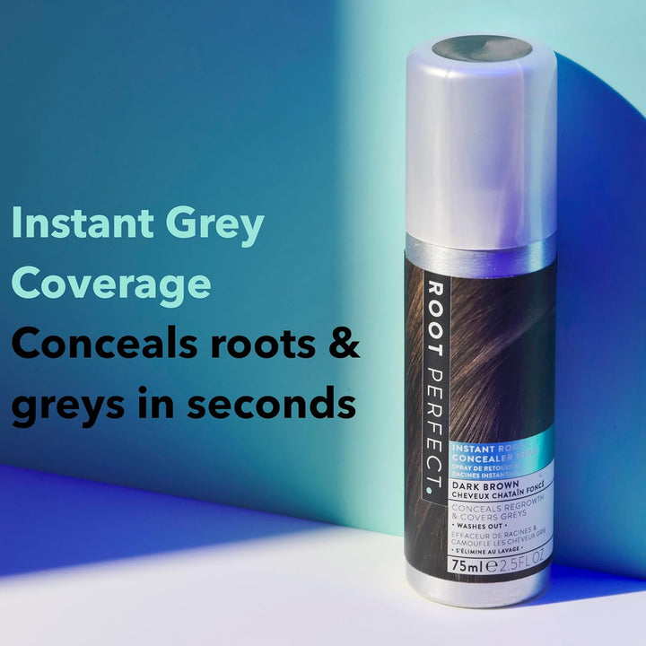 Root Touch up Spray – Dark Brown, Instant Root Concealer for Grey Coverage, Temporary Hair Colour Spray, Quick-Dry, Hair Disguise Solution, 75Ml