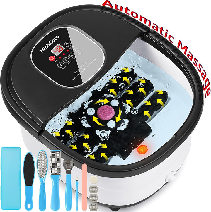 Foot Spa, Foot Bath Massager with Heater Bubbles Vibration Auto & Manual Electric Temperature Control, Pedicure Pumice Stone, Warm Soak Relief with 22 Removable Rollers and 264 Massage Nodes