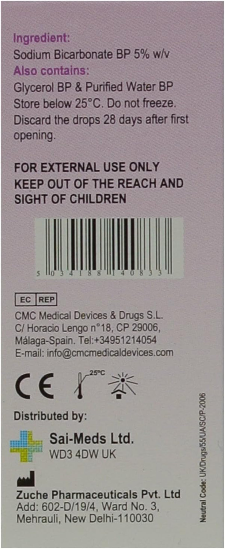 Sodium Bicarbonate Ear Drops () Softens Ear Wax and Eases Discomfort (1 Pack)