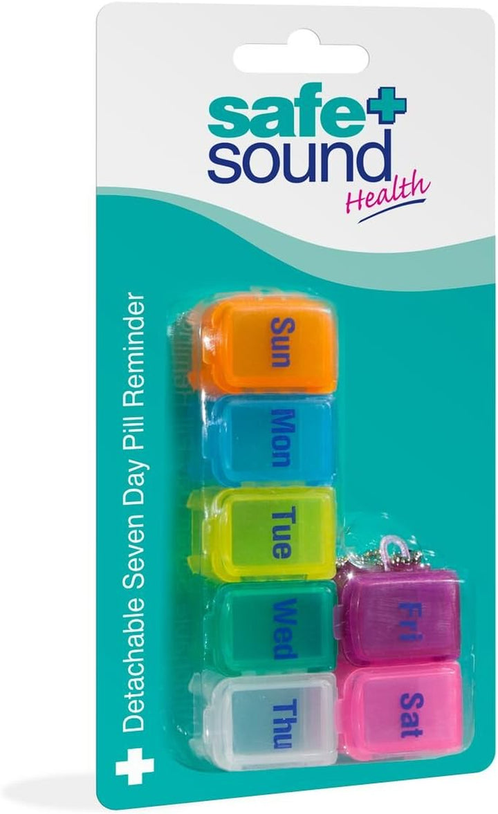 Safe and Sound Mini Pocket Sized 7 Day Pill Box, Pop-Open-Catch Lids