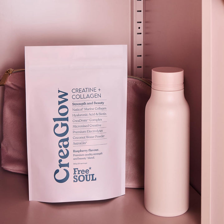Creaglow™ Naticol Marine Collagen + Creatine Monohydrate + Electrolytes Powder | Glow & Strength All in 1 with Magnesium, Vitamin C, Biotin & Hyaluronic Acid | Raspberry Flavoured |