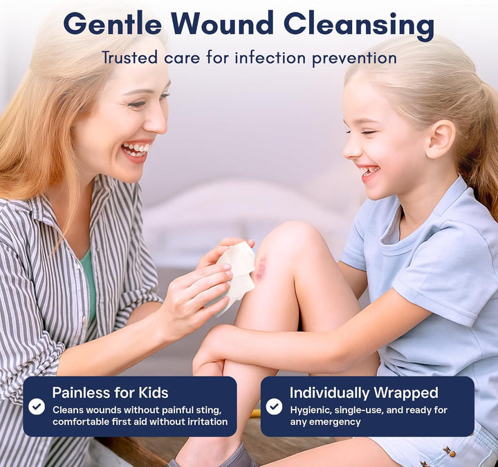 Sterile Saline Wipes 100 Pack: Alcohol-Free, Gentle & Hygienic: Wound Cleansing, Eye Wipes, First Aid, Piercings, Tattoo Aftercare, Hearing Aid Cleaning Kits & Post Procedure Care