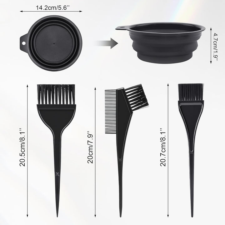 Hair Coloring Dyeing Kit, 4 PCS Hair Dye Brushes Tools Color Mixing Bowl and Brush for DIY Home Salon (Black)
