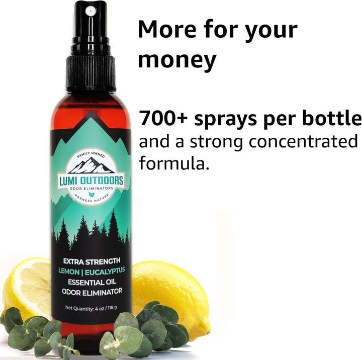 Natural Shoe Deodorizer Spray & Foot Odor Eliminator- Extra Strength- Eucalyptus Lemongrass