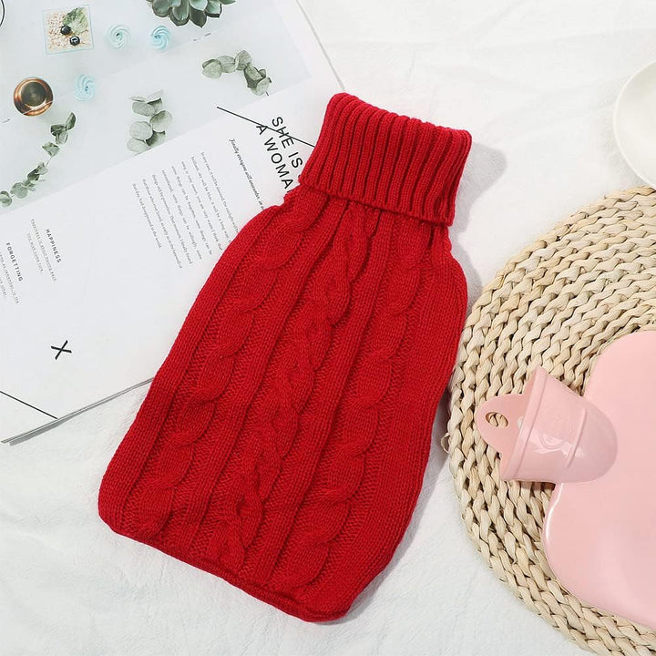 Red Knitted Hot Water Bottle Cover – Gifts for Men Women & Kids – Pain Relief Pad & Warmer for the Cold - Warm Body Back Neck Feet Hands – Fits 2 Litre Bottles Cover ONLY (Bag Not Included)…