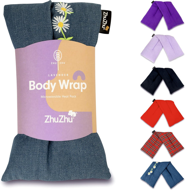 Lavender Body Wrap Wheat Bags Microwavable - Microwave Heat Pad for Joint & Muscle Pain Relief, Neck and Shoulder Pain, Menstrual Pain, Stress - Reusable Hot & Cold Heat Pack - Purple Fleece
