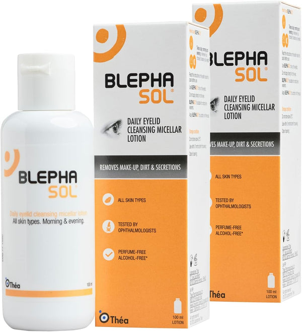 Blephasol Micellar Eyelid Cleansing Lotion | Gentle Removal of Dirt & Makeup | Suitable for Sensitive Skin/Eyelids | Perfume & Alcohol-Free | 2 PACK | 2 X 100 Ml Bottle