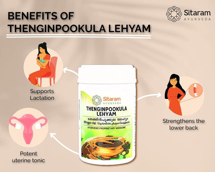 AYURVEDA THENGIN POOKULA LEHYAM (400G) | Helps in Restoring Strength and Tone to the Uterine Muscles | Efficient for Imparting Strength and Stability to Lower Back in Postnatal Care