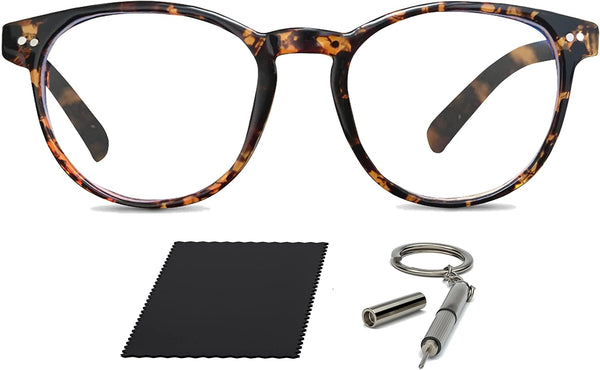 Premium 99.9% Blue Light Blocking Glasses - Reduce Headaches and Improve Sleep - UK Based Brand (Round Tortoiseshell Frame)