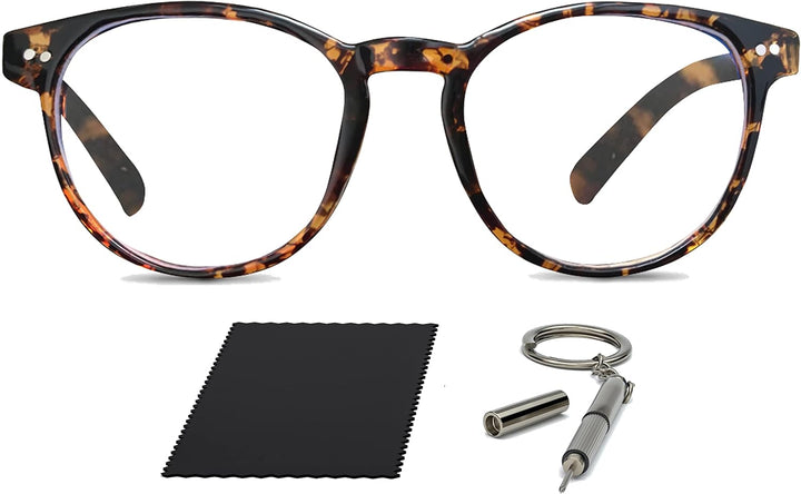 Premium 99.9% Blue Light Blocking Glasses - Reduce Headaches and Improve Sleep - UK Based Brand (Round Tortoiseshell Frame)