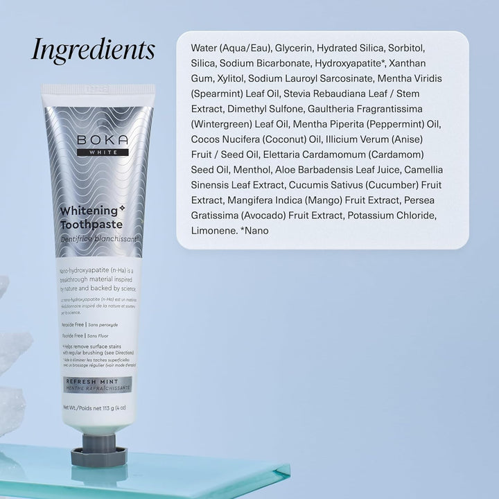 Fluoride Free Nano Hydroxyapatite Toothpaste - Adult & Kids - Appropriate for Sensitive Teeth, Whitening* - No Sulfates & Parabens - Natural Flavors & Vegan - Refresh Mint (113G) 1Pk