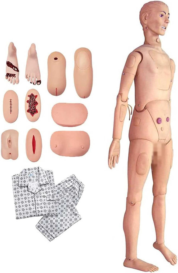 170Cm Life Size Patient Care Manikin Training Cpr Simulator Basic Geri Nursing Skills Geriatric Human Model Mannequin Full Body for Students Education Teaching Medical Training Skills