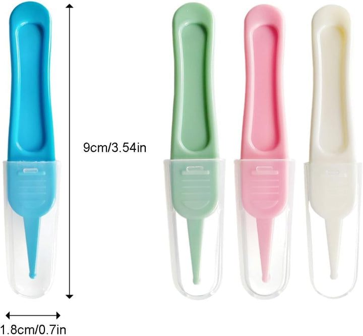 Baby Ear & Nose Cleaning Clip,4 Pcs Plastic Round-Head Nasal Tweezers,Baby Nose Picker for Cleaning the Nasal Cavity,Nose Cleaning Tools,Gentle and Safe