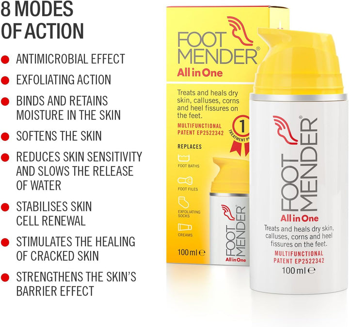 All in One | Treats and Heals Dry Feet, Hard Skin (Calluses), Corns and Cracked Heels (Heel Fissures) | Significant Effect after First Treatment | 100Ml