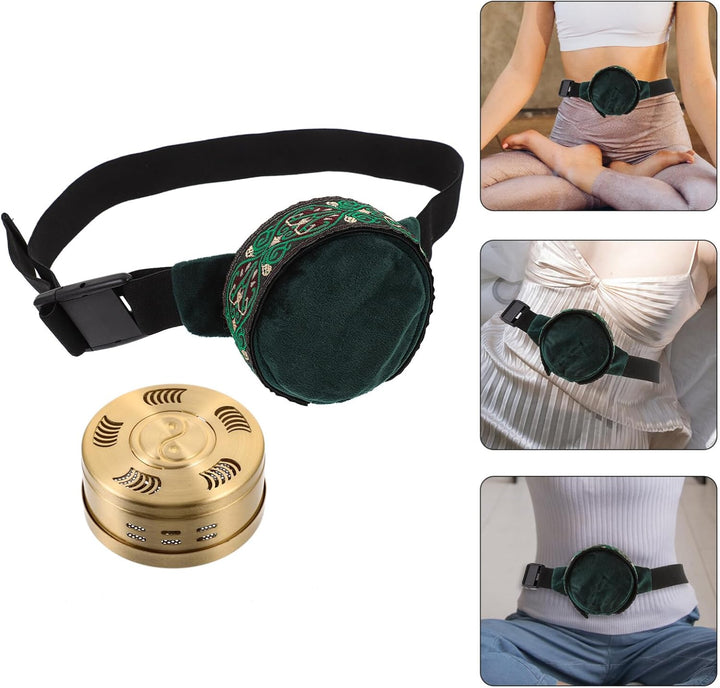 Moxibustion Box Set 2Pcs Velvet Smoke Filter Cover Copper Acupuncture Moxa Box for Full Body Use Traditional Chinese Therapy