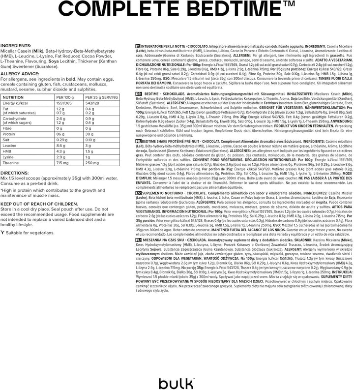 Bedtime Protein Shake, Micellar Casein Protein Powder, Chocolate, 500 G Casein protein, Slow-digesting protein, Protein supplement, Protein powder, Muscle recovery protein, Fitness protein, High protein, Natural protein, Healthy protein, Sports nutrition,