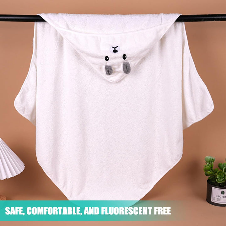 Hooded Towel - 3 Piece Baby Bath Towel Set, 80 X 80 Cm, Soft, Super Absorbent, Cute Unisex Hooded Towel with Pattern, 0-5 Years