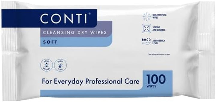 Conti Soft Large Patient Cleansing Dry Wipes (3 Packs of 100 Dry Wipes)