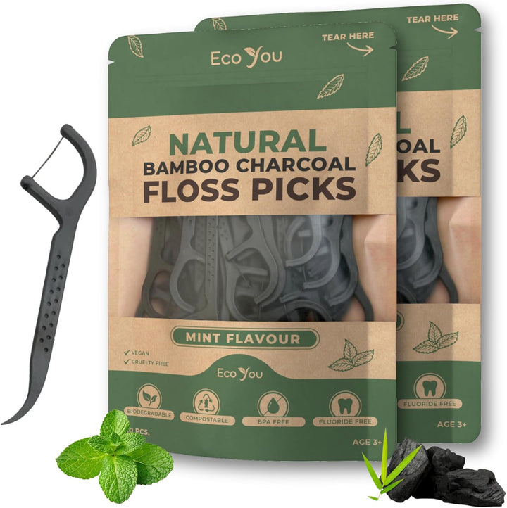 Biodegradable Floss Picks | 50 Count (1 Pack) | Mint Flavor, Candililla Wax | Sustainable & Reusable | Vegan & Cruelty-Free | Eco Floss