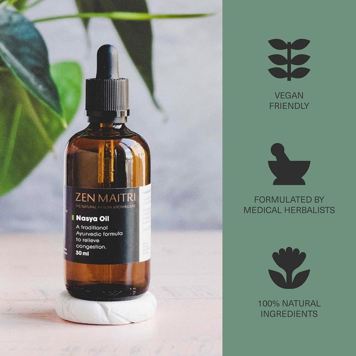 Natural Sinus Relief Decongestant Allergy Relief Support Natural Ingredients |  Nasya Ayurvedic Herbal Oil (30Ml)