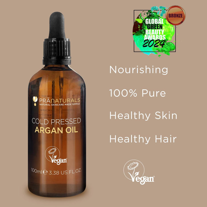 100% Moroccan Pure Natural Argan Oil for Face & Body 100Ml – Rich in Vitamin E for Healthy Skin, Hair & Nails – Food Grade, No Parabens or SLS – Vegan & Cruelty-Free