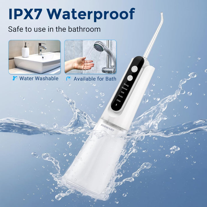 Water Flosser for Teeth: Portable Travel Flossers Set for Teeth Cleaning with 5 Modes, Cordless Dental Electric Flosser for Oral Care, Rechargeable Floss DIY Mode IPX7 Waterproof