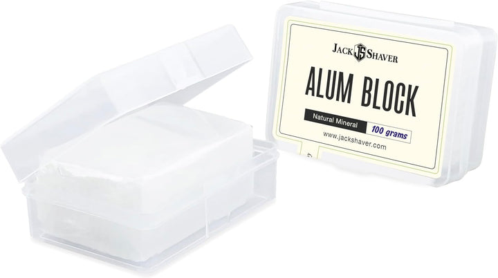 Natural Alum Block in Plastic Case (100 G./3.5 Oz.) Aftershave Blood Stopper Antiseptic Astringent Soothing Solution for Shaving Razor Burn Relief