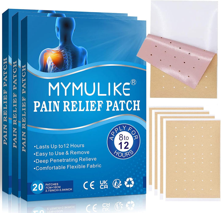 20Pcs Pain Relief Patches, Heat Patches for Pain Relief Fast-Acting Patches Long Lasting Relief of Pains for Knee, Back, Neck, Shoulder Pain and Muscle Soreness Knee Pain Relief Patch