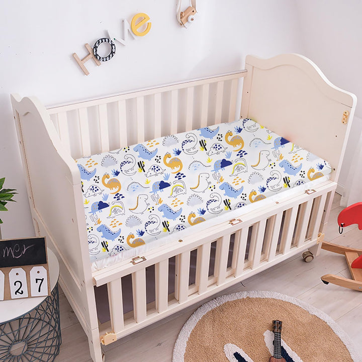 2 Pack Cot Bed Fitted Sheets 140 X 70Cm for Girl Boys | Bedding for Cot Bed | Easy Care Soft Cotton and Dureable, Unique Car & Dinosaur Pattern Baby Crib Sheets